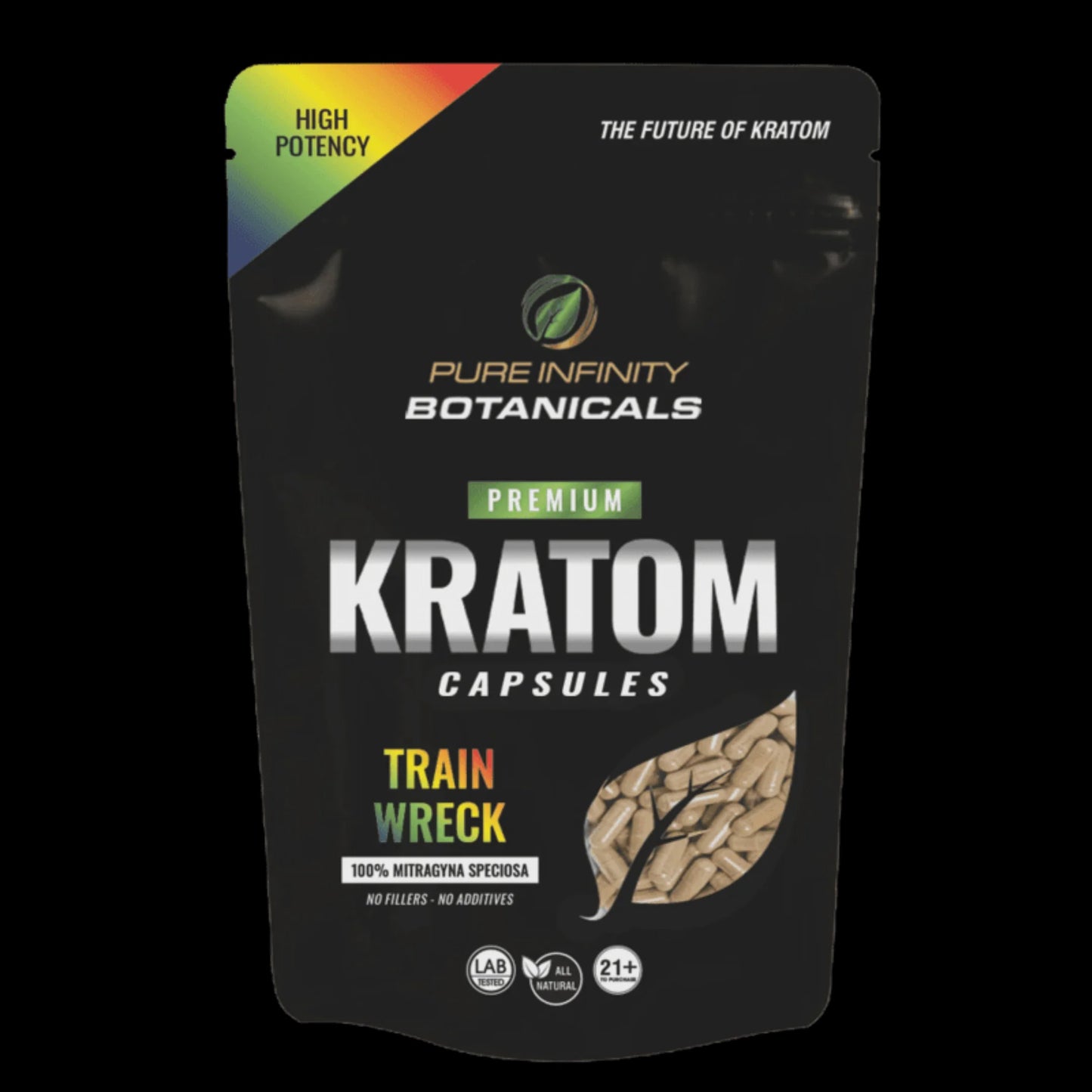 PURE INFINITY BOTANICALS KRATOM CAPSULES TRAIN WRECK