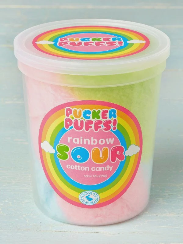 EXOTIC CANDY COTTON CANDY CSB 1.75oz. Jar PUFFER PUCKS SOUR RAINBOW