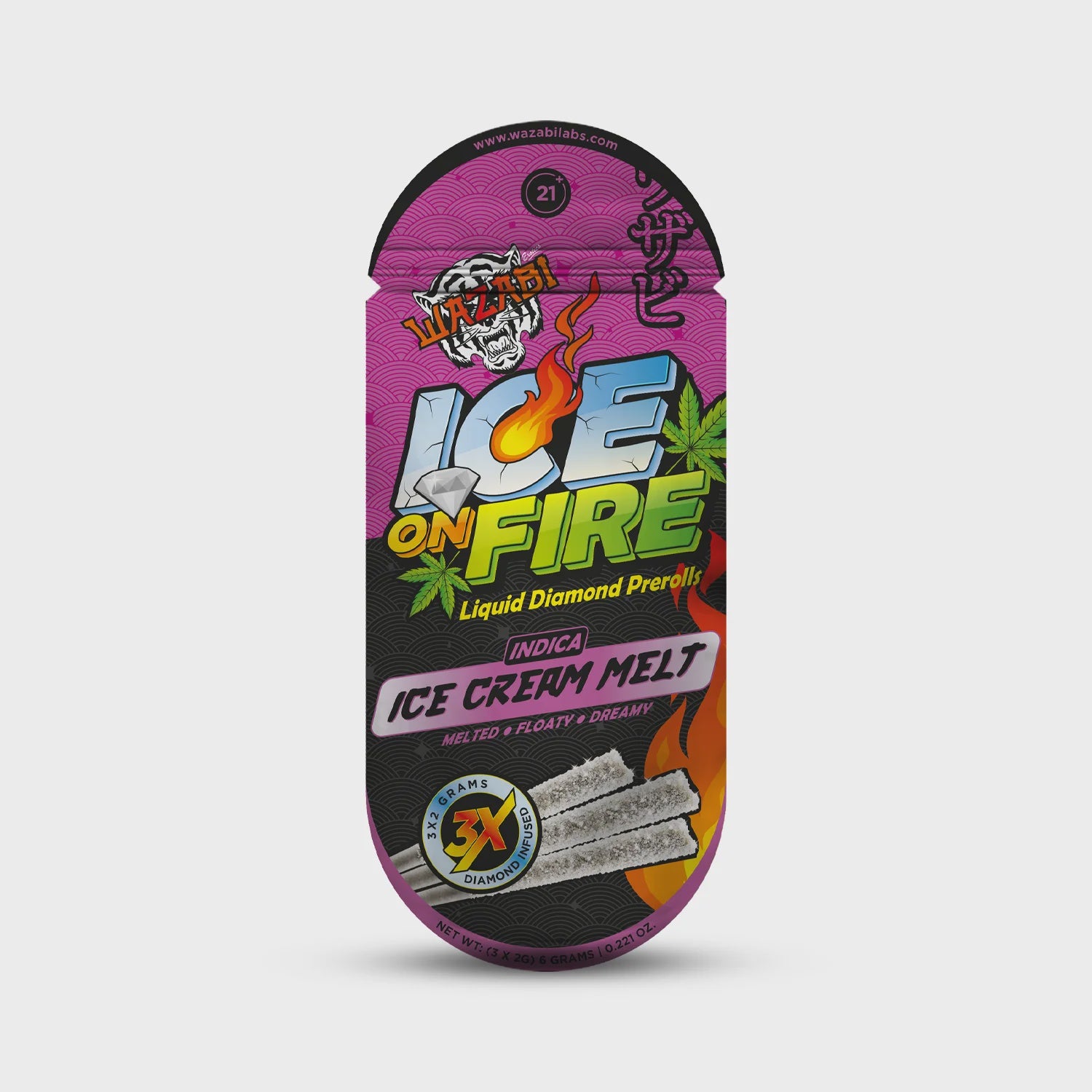 WAZABI FIRE ON ICE LD 3X2G PRE ROLLS SCT-Ice Cream Melt (Indica)