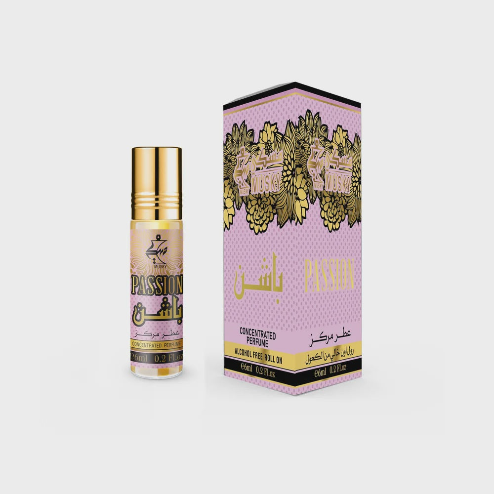 MUSKY BODY OIL 6ML ROLL ON BY DAMAS ROSE 6CT/PK | PASSION