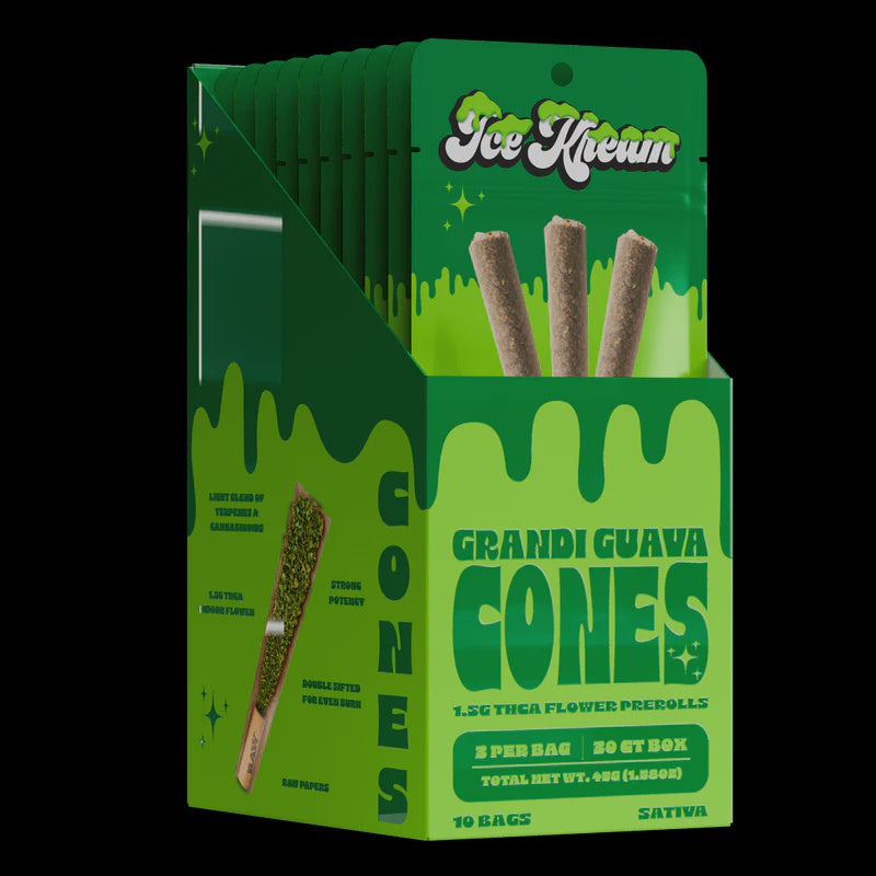 ICE KREAM 1.5G CONES THCA PRE ROLLS 3PK GRANDI GUAVA
