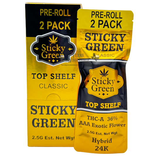 STICKY GREEN 2.5G GOLD PRE ROLLS 2PK 10CT HYBRID