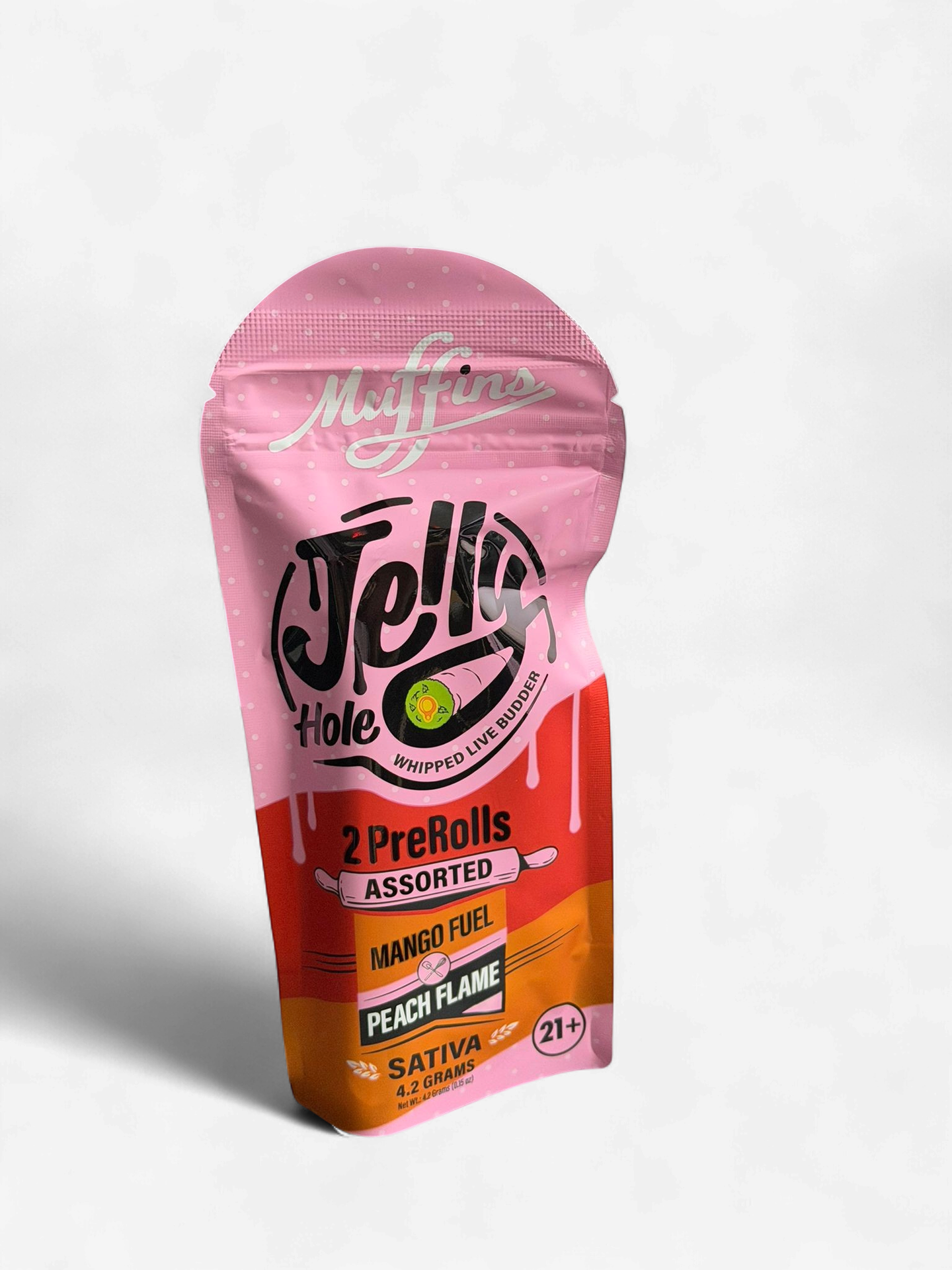 MUFFINS JELLY HOLE 2/PK PreRolls 10CT ASSORTED 4.2G  | MANGO FUEL X PEACH FLAME (S)