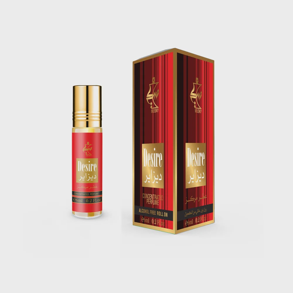 MUSKY BODY OIL 6ML ROLL ON BY DAMAS ROSE 6CT/ PK| DESIRE