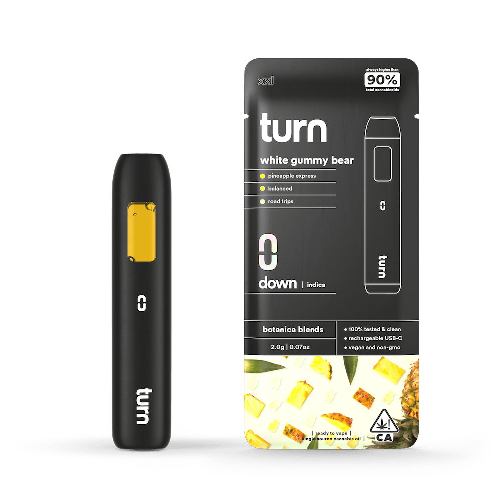 TURN BOTANICAL BLENDS THC-P 2G DISPOSABLE 5CT/BOX | WHITE GUMMY BEAR (I)