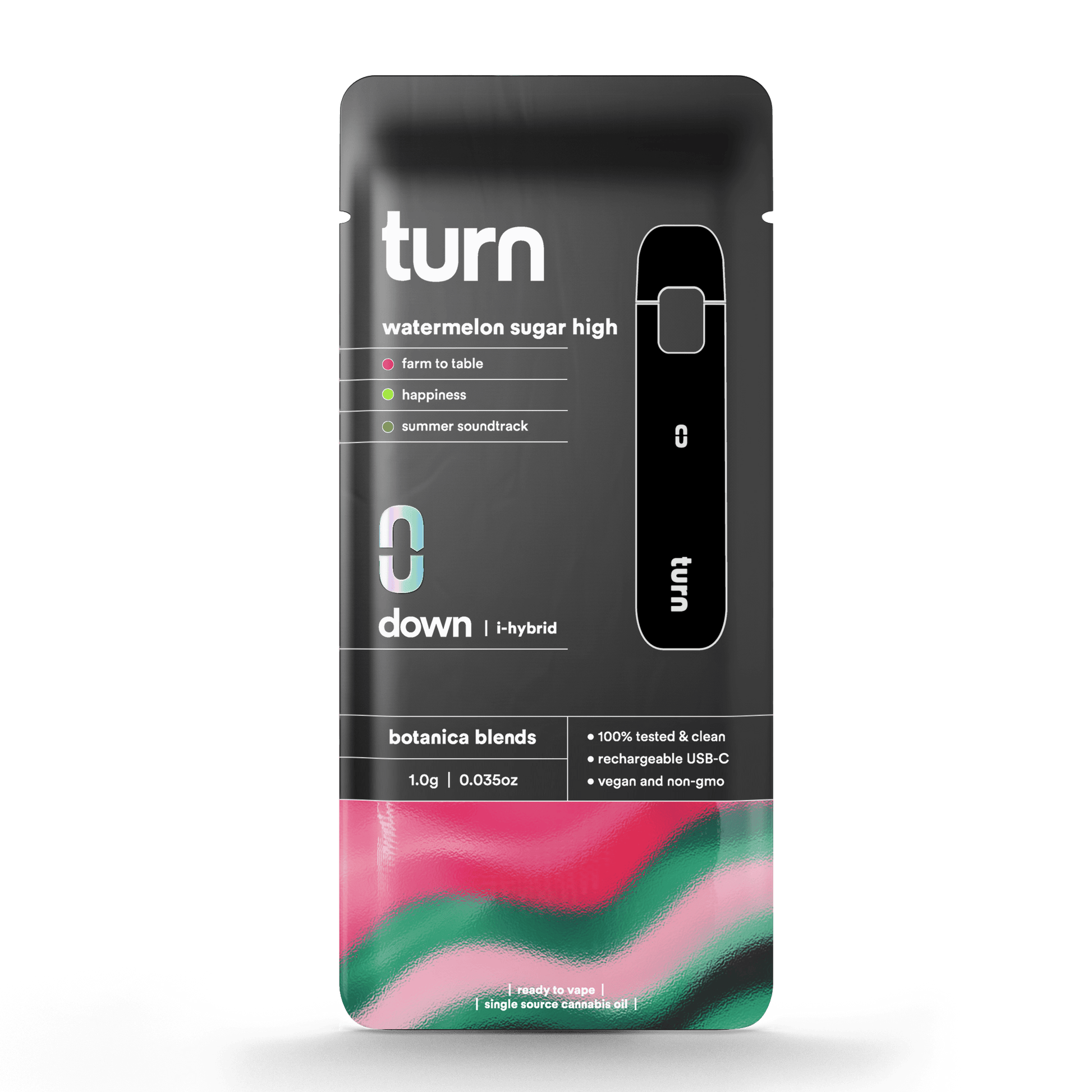 TURN BOTANICAL BLENDS THC-P 2G DISPOSABLE 5CT/BOX | WATERMELON SUGAR HIGH (H)