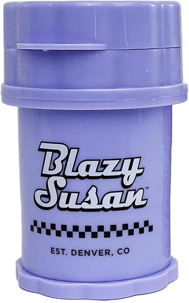 BLAZY SUSAN 4-PIECE HERB SAVER GRINDER PLASTIC MINI PURPLE CHECKERS