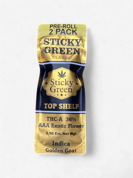 STICKY GREEN 2.5G GOLD PRE ROLLS 2PK 10CT Variant: INDICA