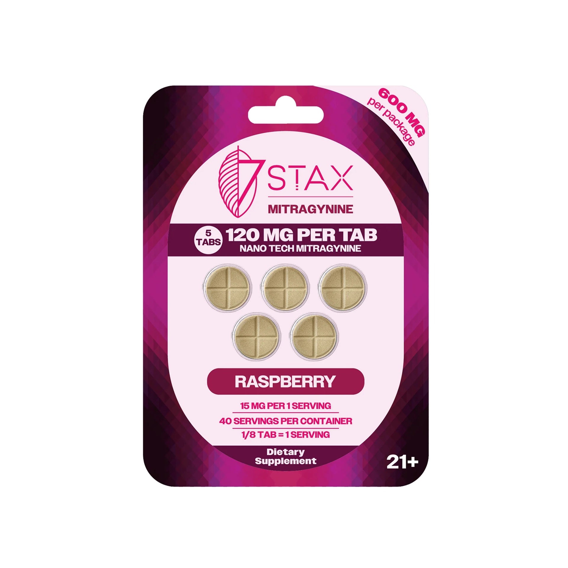 7 STAX RASPBERRY 5 CT 120 MG PER TAB