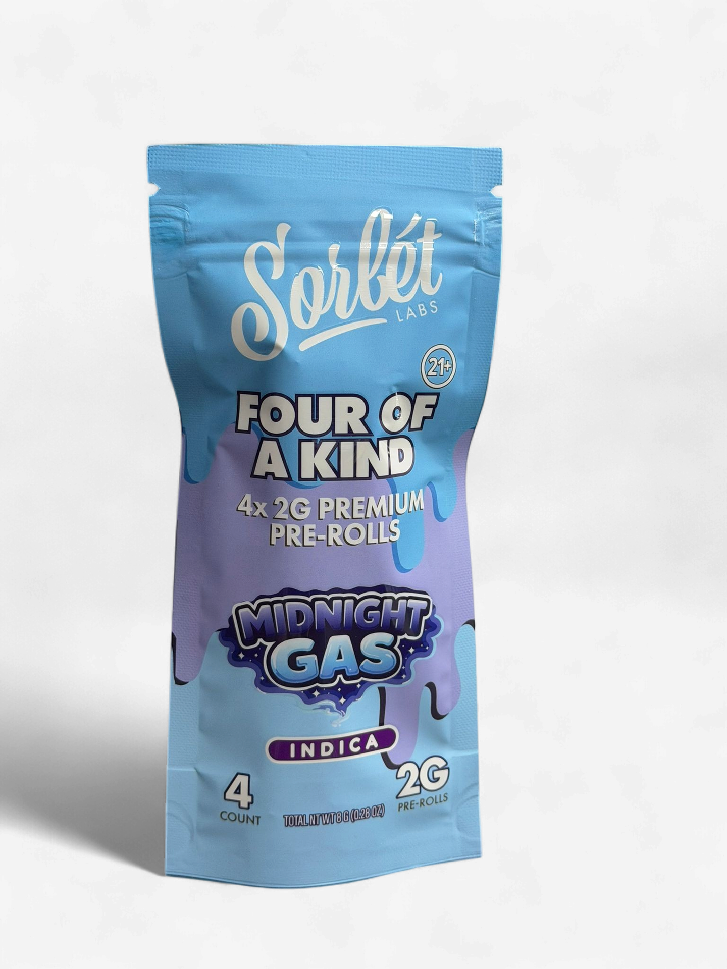 SORBET LABS FOUR OF A KIND 2G PRE ROLLS 4PK/10CT BOX | MIDNIGHT GAS (I)