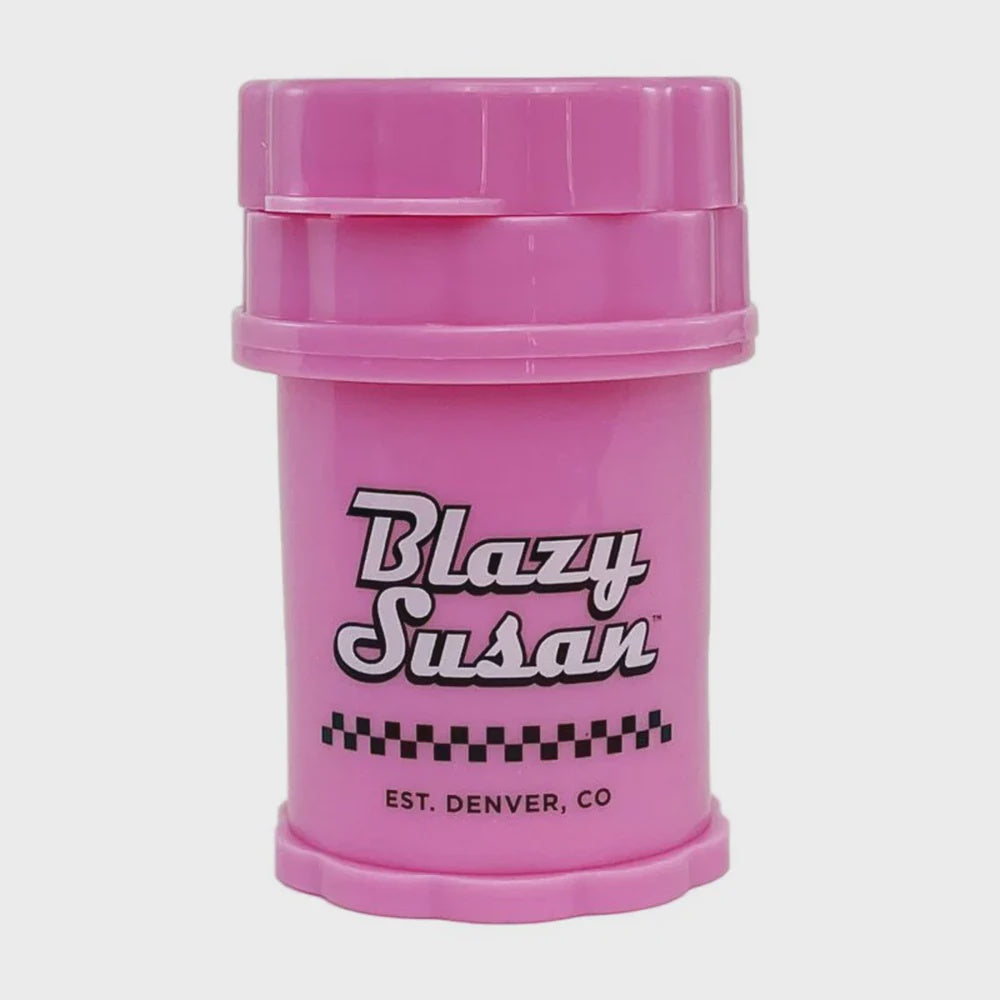 BLAZY SUSAN 4-PIECE HERB SAVER GRINDER PLASTIC LARGE PINK SUSAN