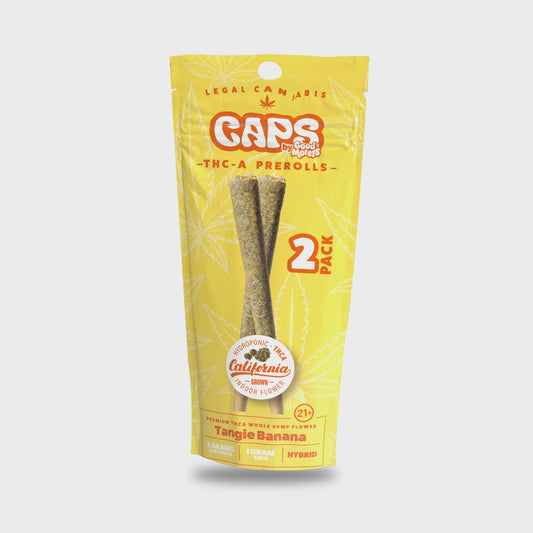 CAPS THCA PRE ROLLS 2PK 10CT TANGIE BANANA - HYBRID