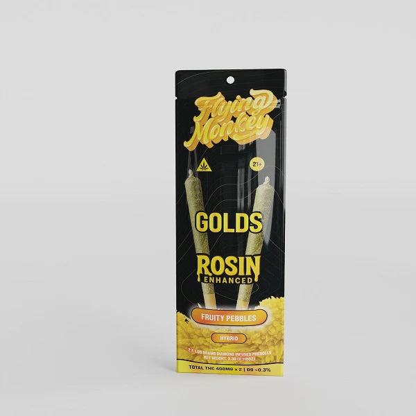 FLYING MONKEY GOLDS ROSIN PRE-ROLLS HYBRID FRUITY PEBBLES