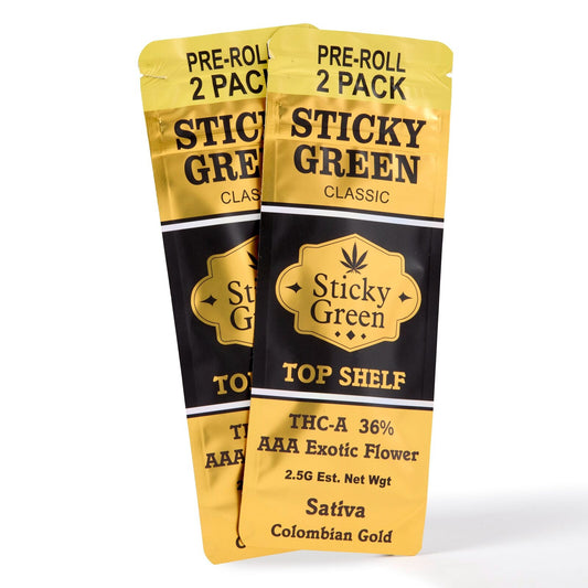 STICKY GREEN 2.5G GOLD PRE ROLLS 2PK 10CT  SATIVA