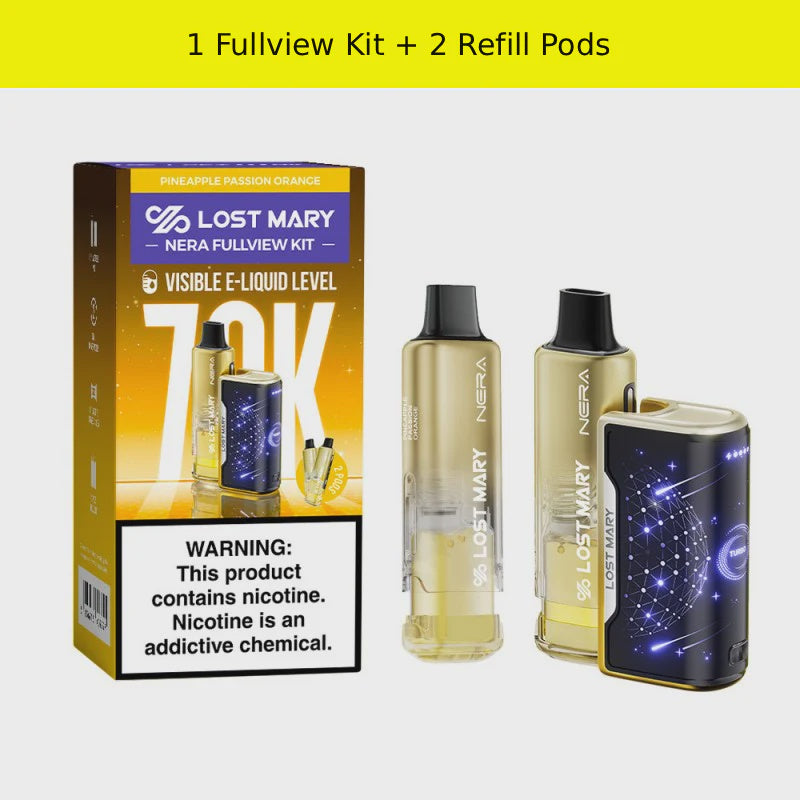 LOST MARY NERA FULLVIEW KIT 70K PUFFS  DISPOSABLE 5CT/BOX | PINEAPPLE PASSION ORANGE