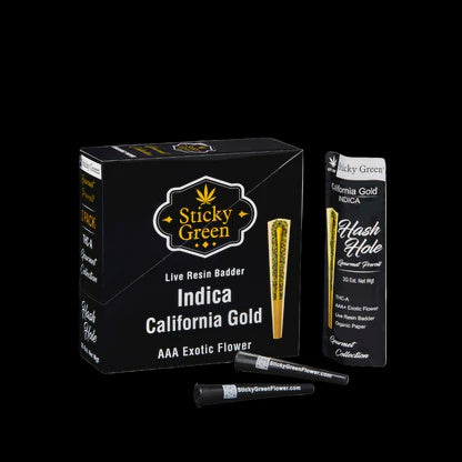 STICKY GREEN Hash Hole THC-A 1.5g PreRoll 2/Pk CALIFORNIA GOLD INDICA