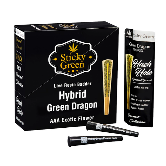 STICKY GREEN Hash Hole THC-A 1.5g PreRoll 2/Pk GREEN DRAGON HYBRID