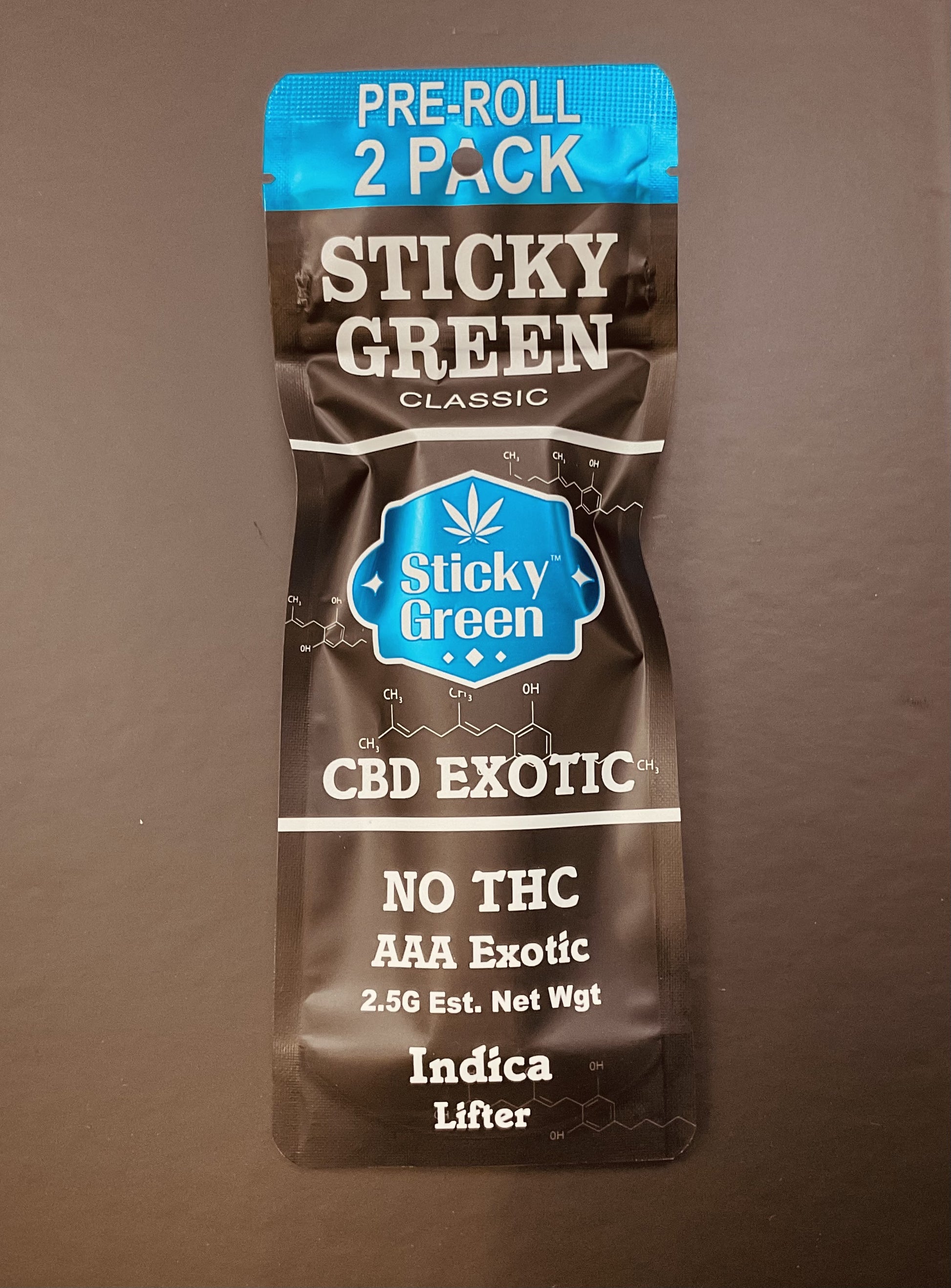 STICKY GREEN CBD EXOTIC CLASSIC 2.5GR PREROLL 2PK LIFTER INDICA