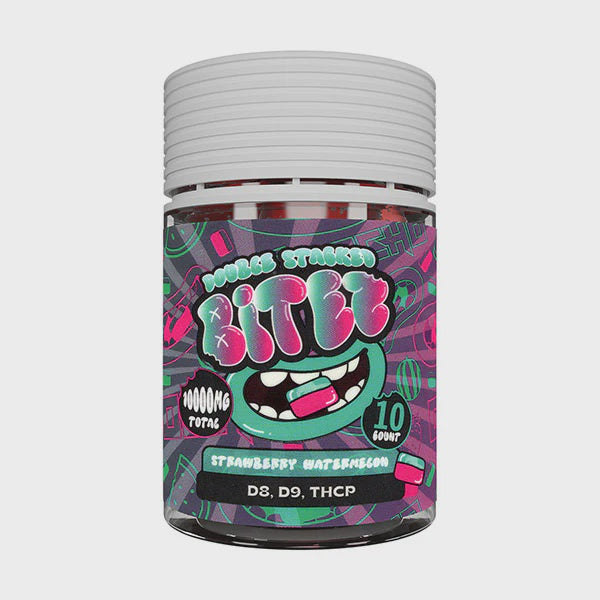 DOUBLE STACKED BITEZ D8/9+THC-P 10000mg GUMMIES 10/Jar STRAWBERRY WATERMELON