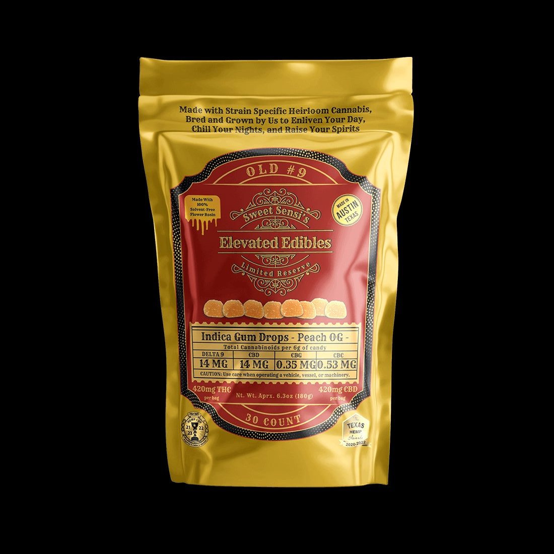 SWEET SENSI ELEVATED D9 GUM DROPS - 30CT PEACH OG