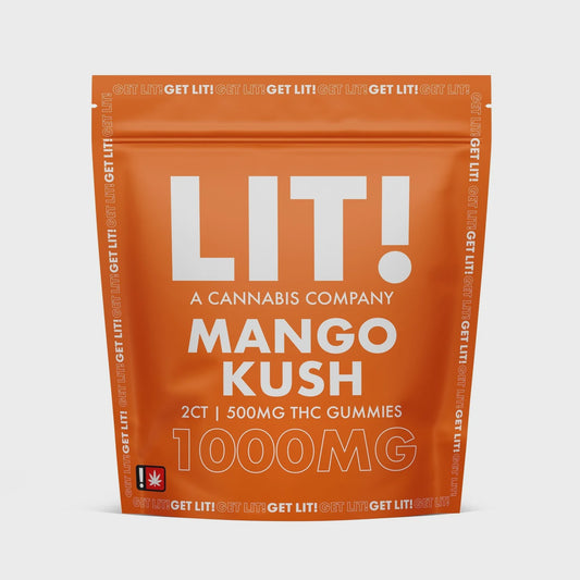 LIT THC GUMMIES 1000MG 2PK 25CT MANGO KUSH - HYBRID