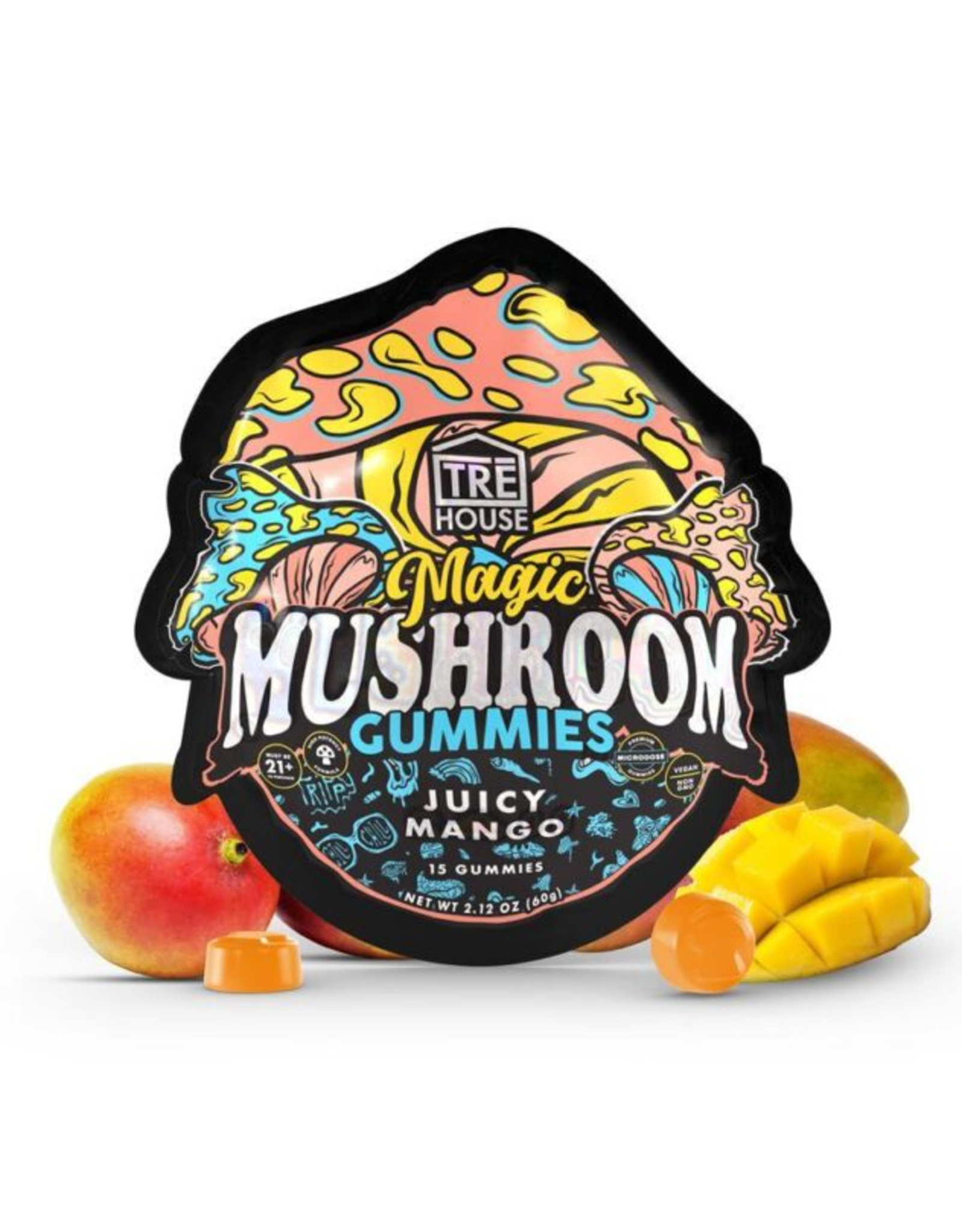 TRE HOUSE MAGIC MUSHROOM MICRODOSE GUMMIES 10CT BOX | JUICY MANGO
