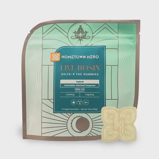 Hometown Hero D9 Live Rosin Gummies, 250mg Hybrid