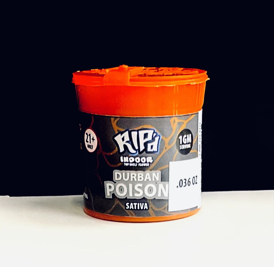 RIPD INDOOR TOP SHELF FLOWER 1G/20CT | DURBAN RIPD INDOOR TOP SHELF FLOWER 1G/20CT | DURBAN POISON (S)