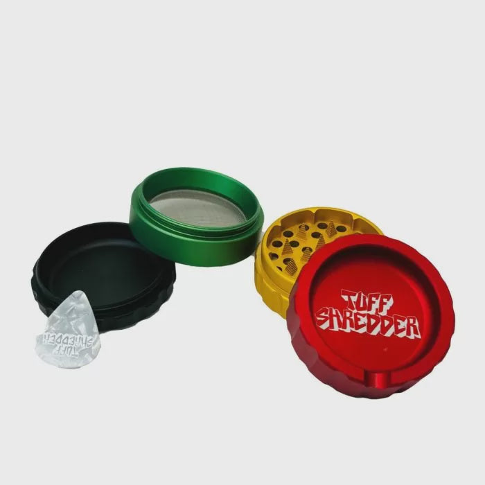 TUFF SHREDDER GRINDER 60mm 4pt W/ASHTRAY TS1023-M ASST COLORS