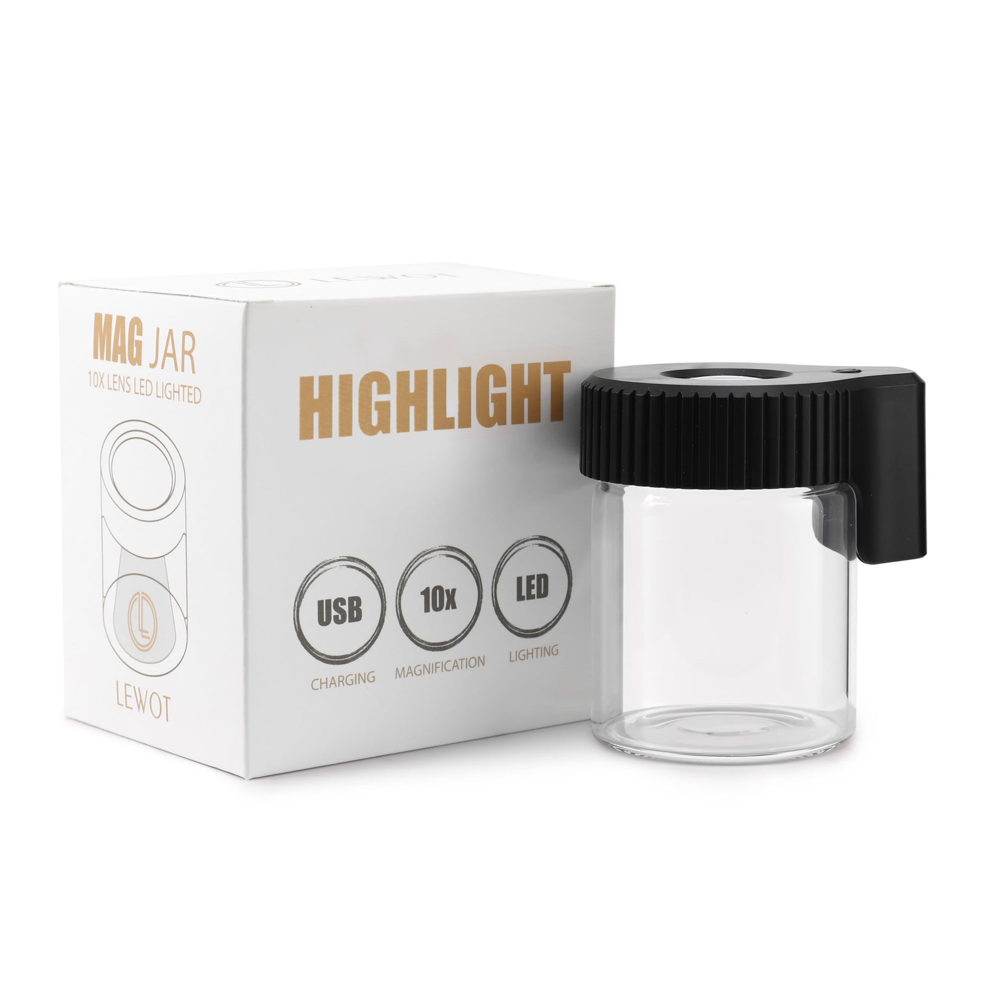 MAGNIFYING STASH JAR W/LED LIGHT ASSORTED COLORS