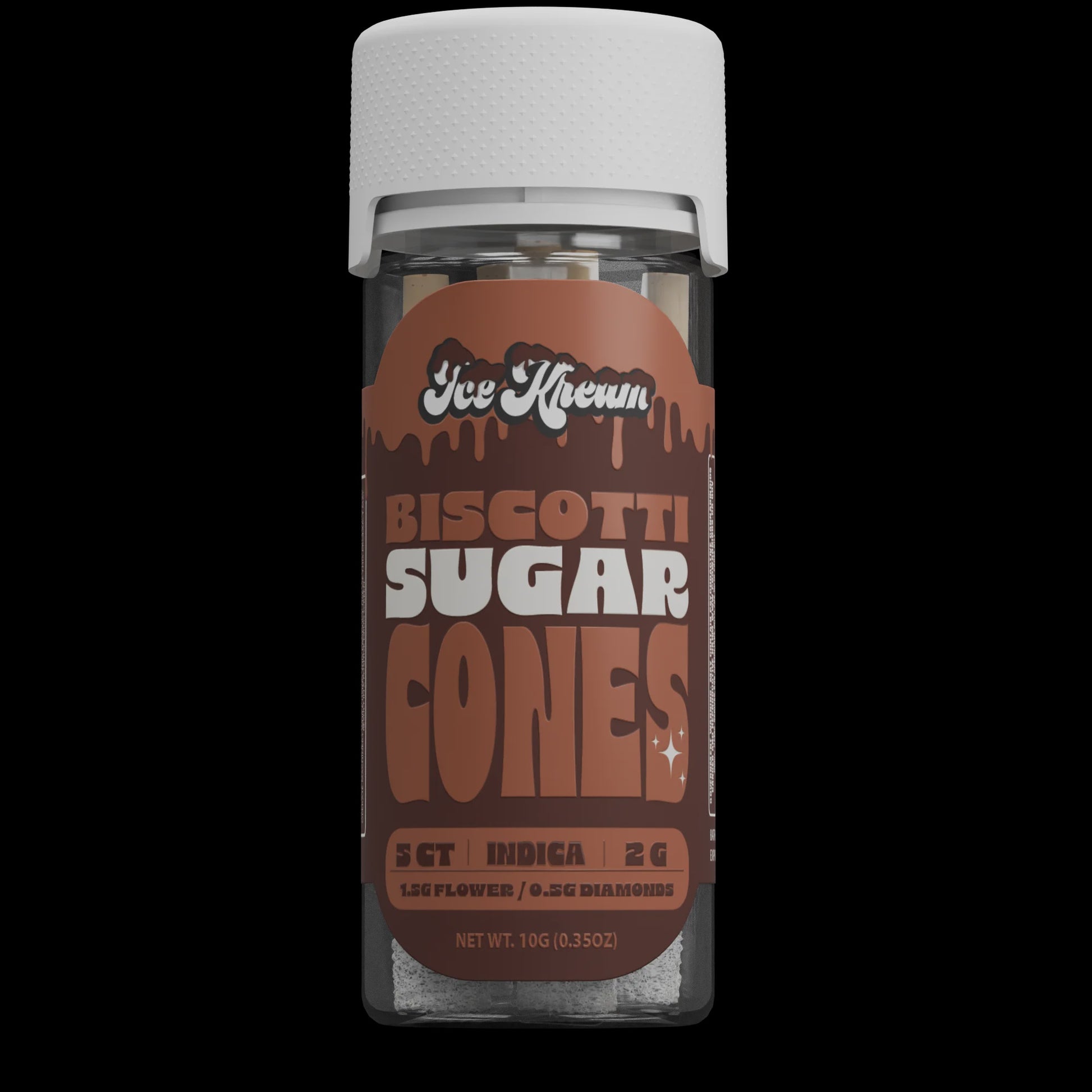 ICE KREAM Sugar Cones Diamond THC-A 2g PreRoll 5/Jar BISCOTTI INDICA