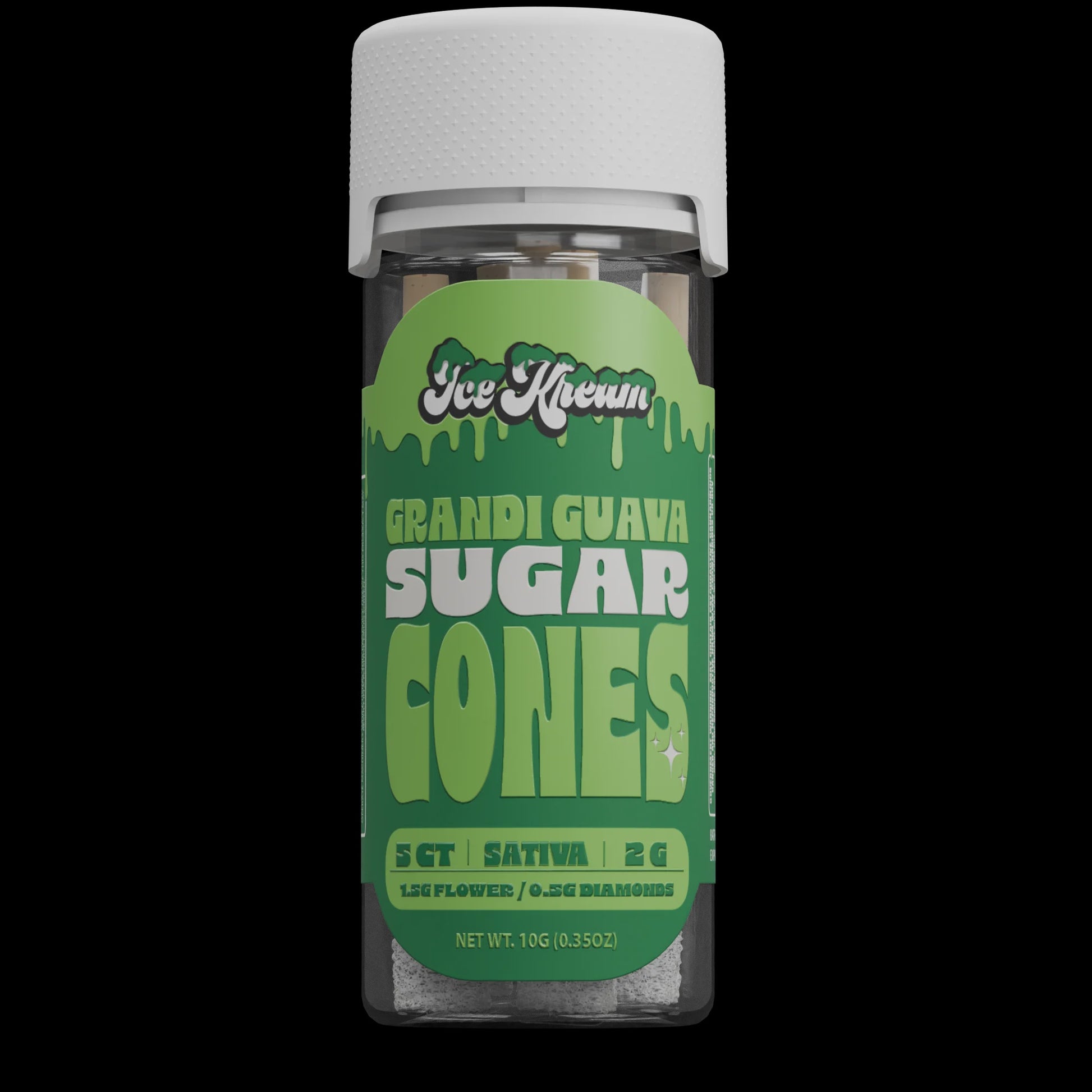 ICE KREAM Sugar Cones Diamond THC-A 2g PreRoll 5/Jar GRANDI GUAVA SATIVA