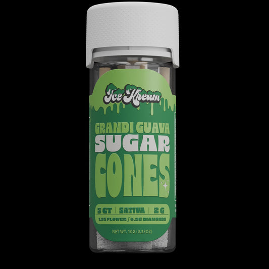 ICE KREAM Sugar Cones Diamond THC-A 2g PreRoll 5/Jar GRANDI GUAVA SATIVA
