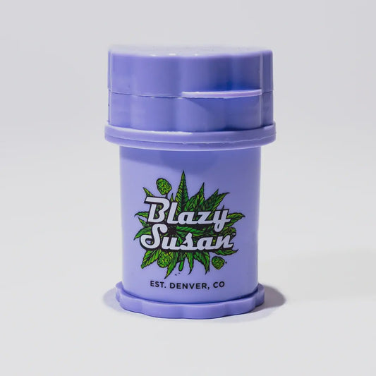 BLAZY SUSAN 4-PIECE HERB SAVER GRINDER PLASTIC LARGE PURPLE NUGS