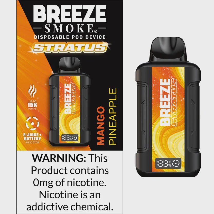 BREEZE STRATUS 0% NIC 15K PUFF DISPOSABLE | MANGO PINEAPPLE