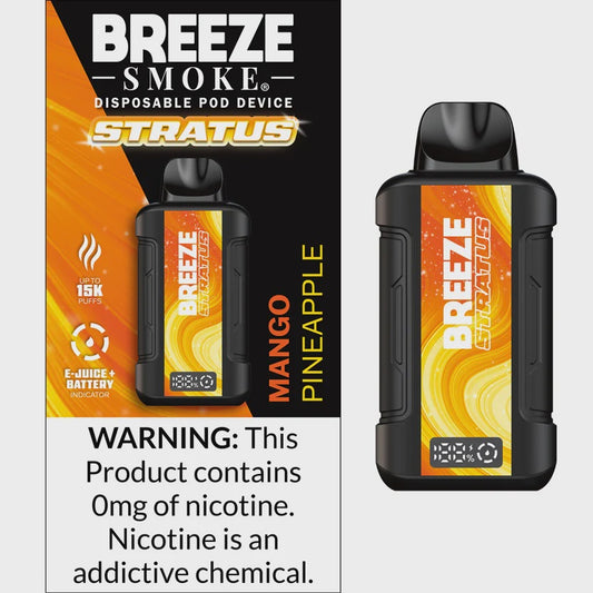 BREEZE STRATUS 0% NIC 15K PUFF DISPOSABLE | MANGO PINEAPPLE