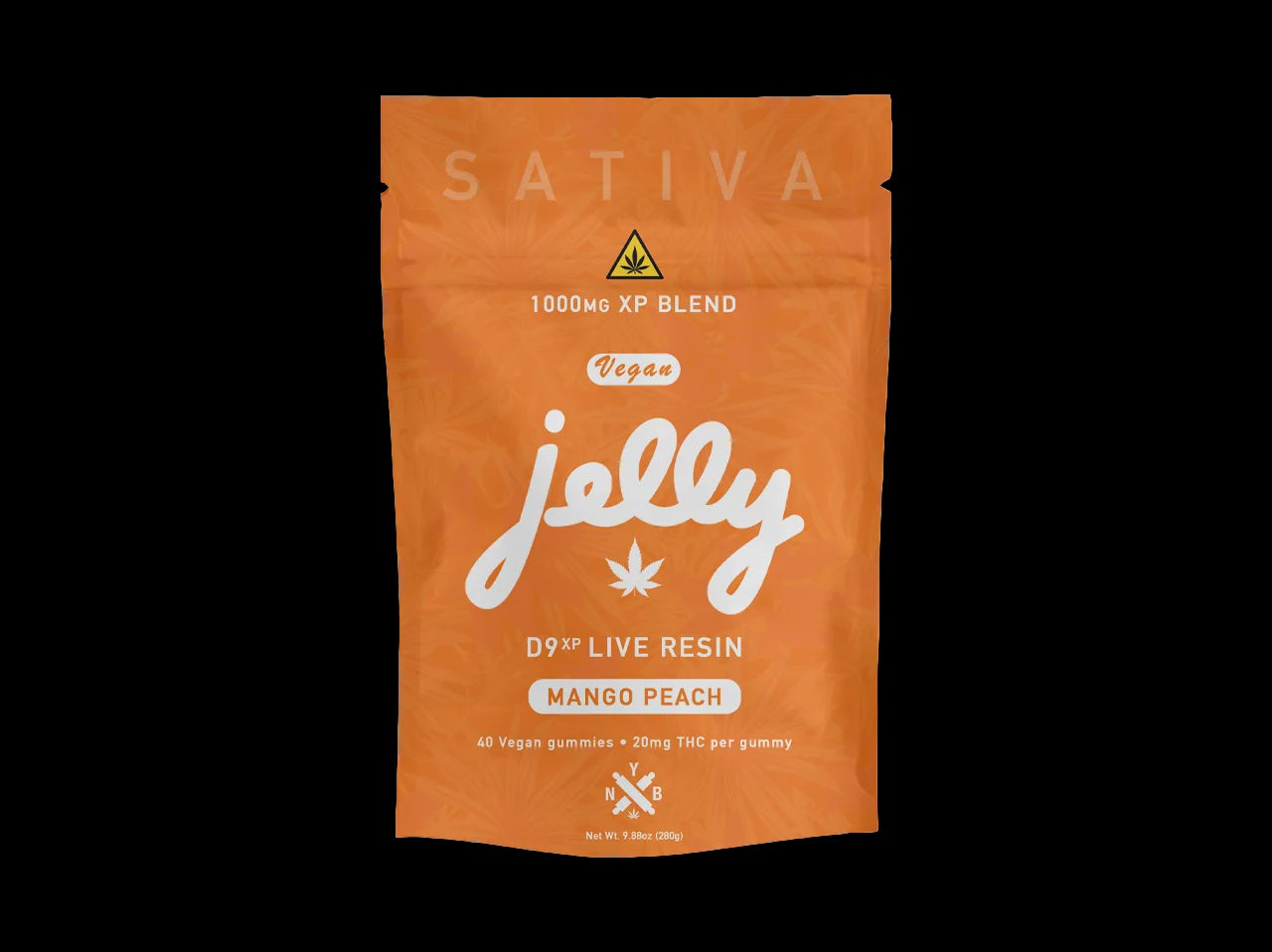 JELLY D9 XP LIVE RESIN 25MG GUMMY 40CT  MANGO PEACH