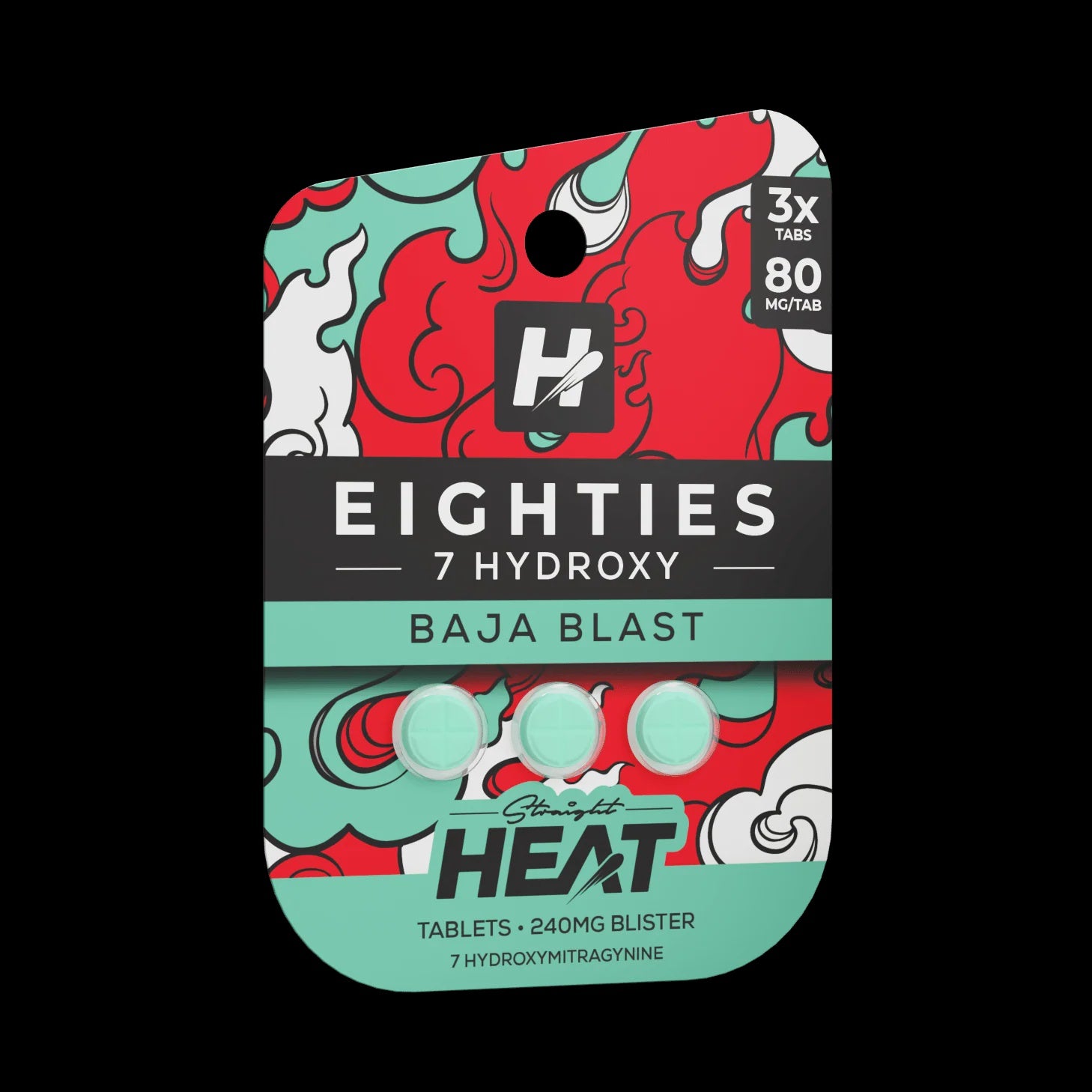 STRAIGHT HEAT EIGHTIES 7OH 80MG TABS 3/PK BAJA BLAST