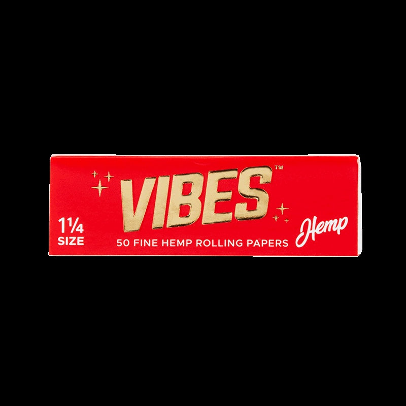 Vibes Red Hemp Rolling Paper 1 1/4 size