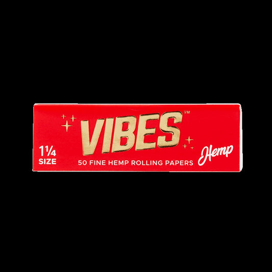 Vibes Red Hemp Rolling Paper 1 1/4 size