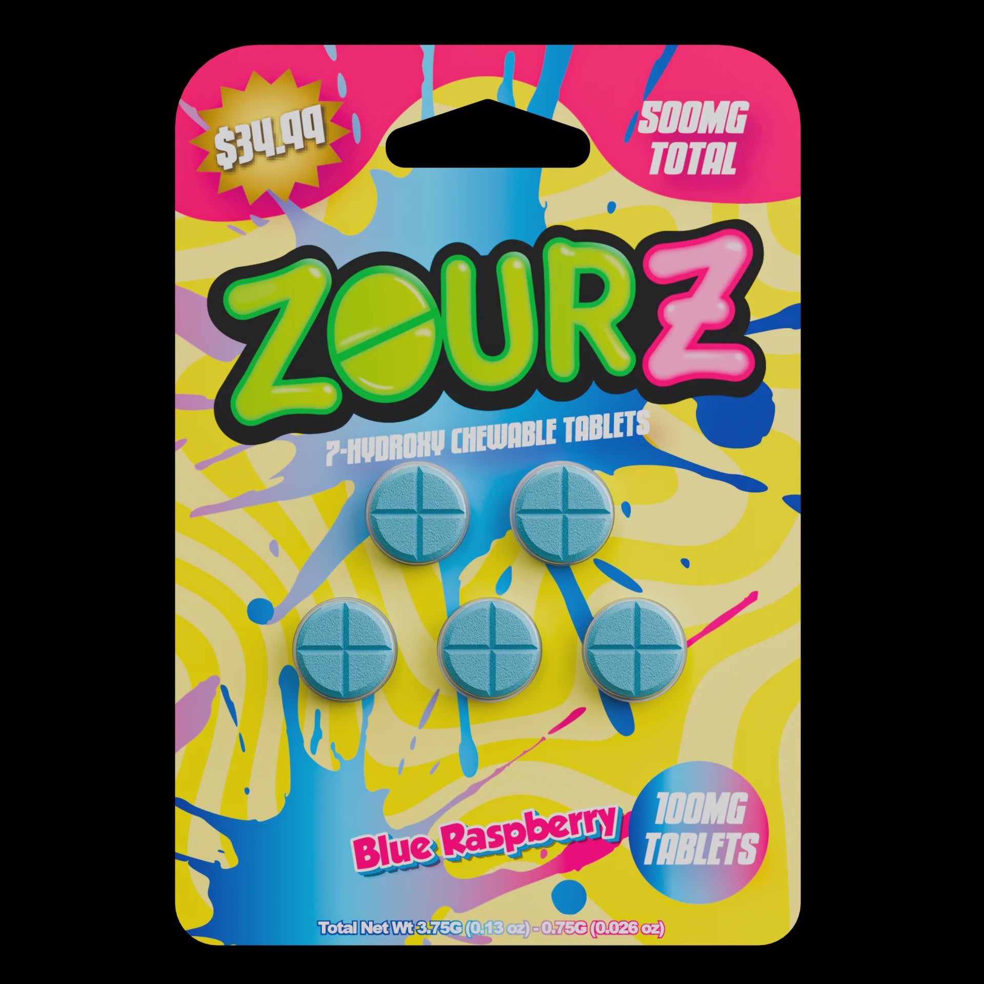 ZOURZ HYDROXY 100MG/500MG 5PK 10CT  Blue Raspberry