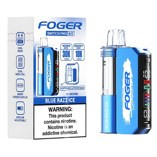 FOGER SWITCH PRO 30000 Puffs DISPOSABLE Kit 5/Pk BLUE RAZZ ICE