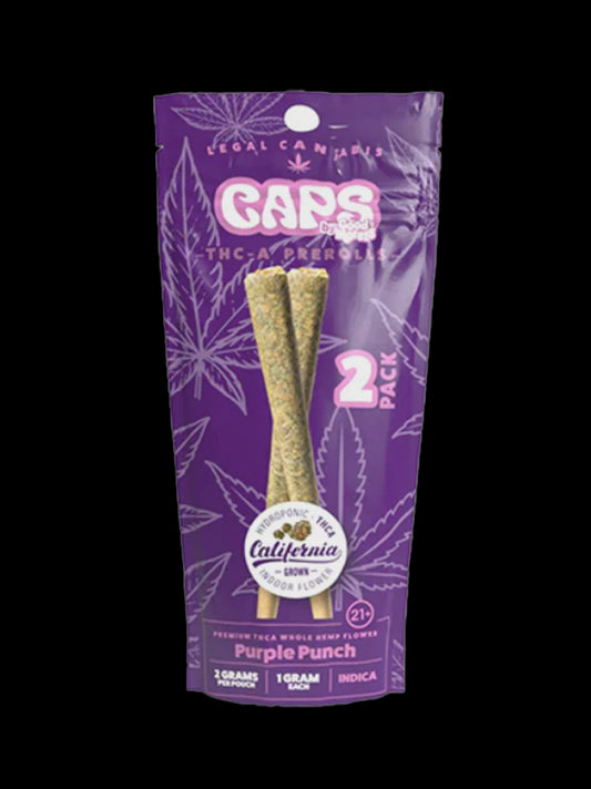 CAPS THCA PRE ROLLS 2PK 10CT PURPLE PUNCH - INDCIA