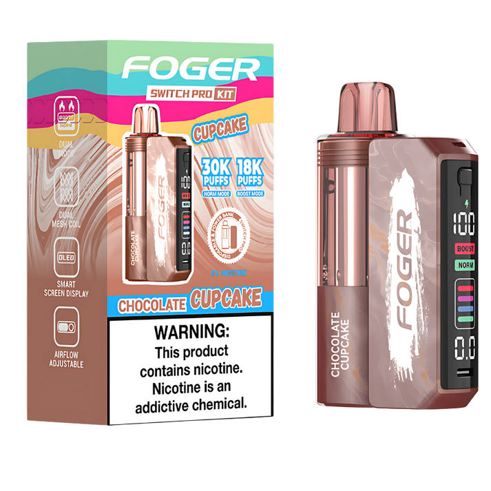 FOGER SWITCH PRO 30000 Puffs DISPOSABLE Kit 5/Pk CHOCOLATE CUPCAKE