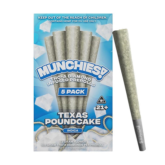 MUNCHIES 5PK THCA PRE ROLLS 10CT-Texas Poundcake (Indica)