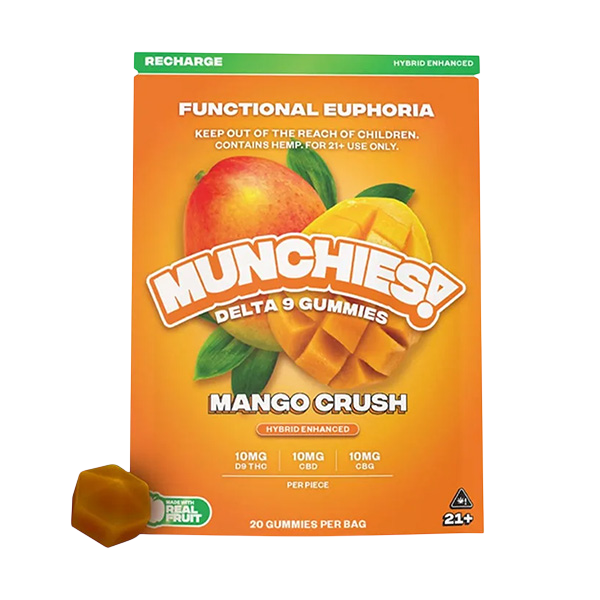 MUNCHIES EUPHORIA MANGO CRUSH D9 20MG GUMMIES 20 CT/PK