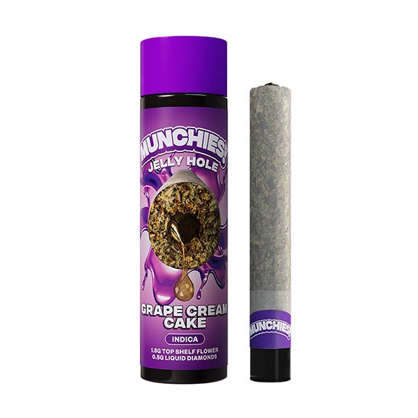 MUNCHIES 2G THCA JELLY HOLES PRE ROLL 10CT (Glass Tip) - Grape Cream Cake (Indica)