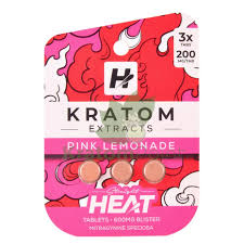 STRAIGHT HEAT KRATOM EXTRACTS TABS 3CT/ PK200MG/TAB 10PK/BOX | PINK LEMONADE
