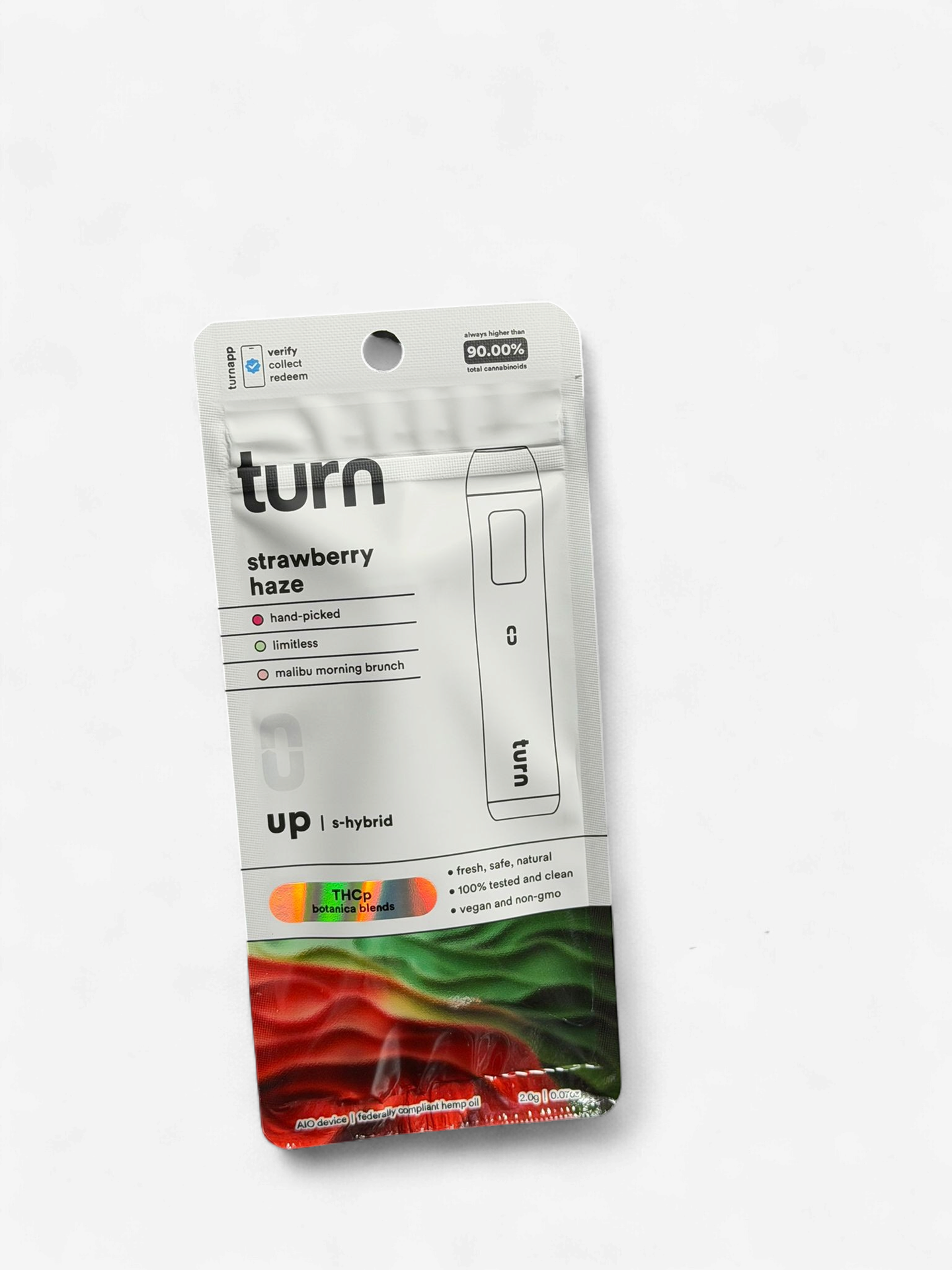 TURN BOTANICAL BLENDS THC-P 2G DISPOSABLE 5CT/BOX | STRAWBERRY HAZE (H)