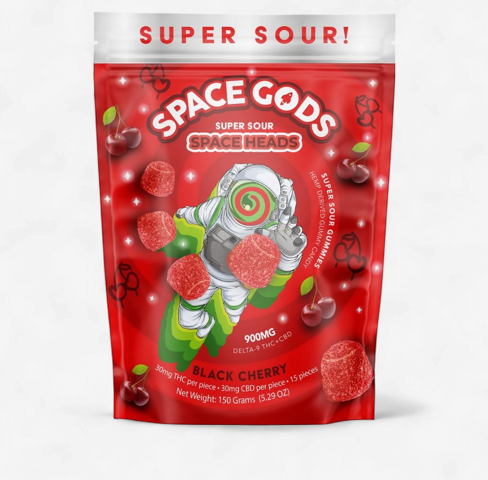 Space Gods D9 Space Gummies, 900mg 15ct Black Cherry D9+CBD